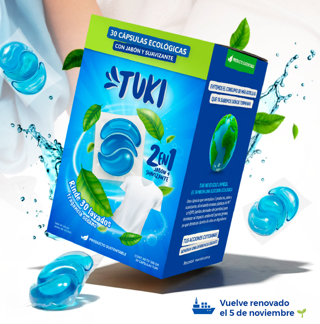 Capsulas Tuki Ecológicas ♻️ 2en1 con Jabón y Suavizante