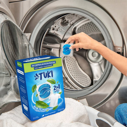 Capsulas Tuki Ecológicas ♻️ 2en1 con Jabón y Suavizante