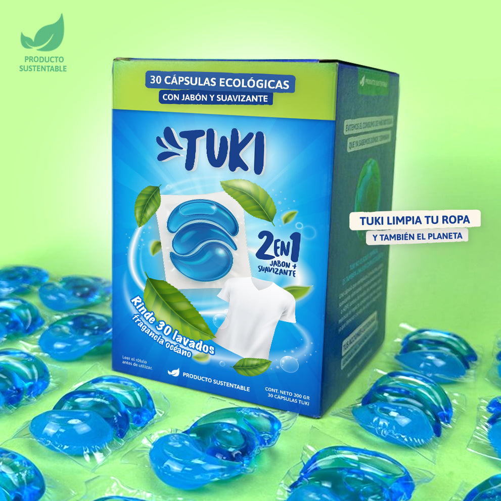 Capsulas Tuki Ecológicas ♻️ 2en1 con Jabón y Suavizante